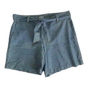 Izod omens Shorts Size 12 Blue Chambray Waist Tie Pockets 7.5" Inseam NEW